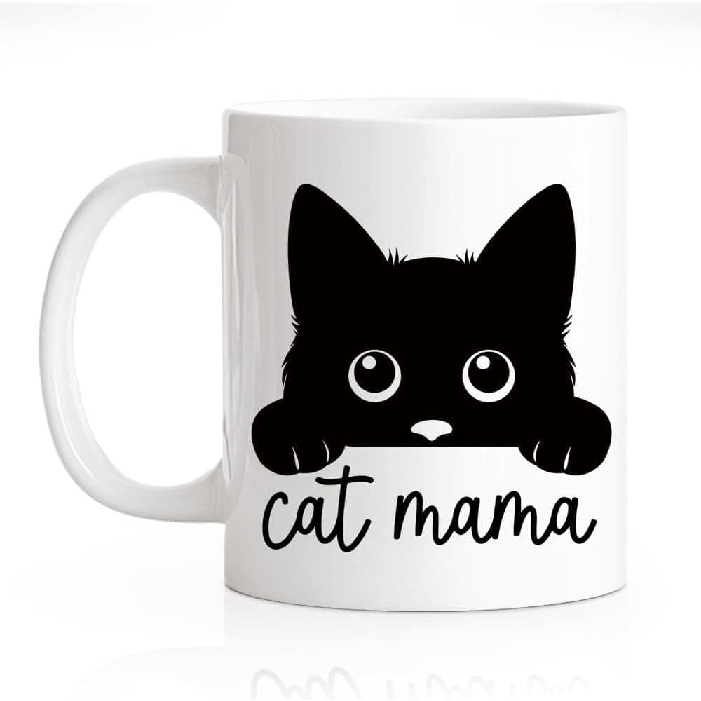 Caneca de Café Engraçada RZHV Cat Mama, Caneca de Gato Original, Presentes de Aniversário e Dia das Mães para Mãe, Tia,