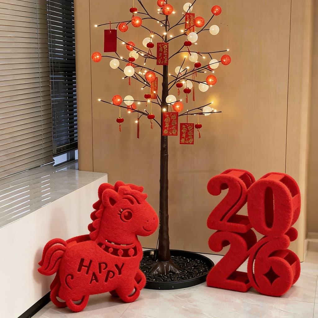 2026 ano do cavalo ornamentos tridimensional decoração de ano novo Fu personagem ornamentos sentimento High-End