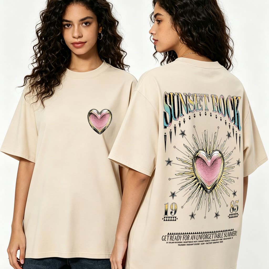 Camiseta Feminina 100% Algodão, Estampa Retro Coração, Tamanhos Completos P-G3, Ideal para Looks Aesthetic