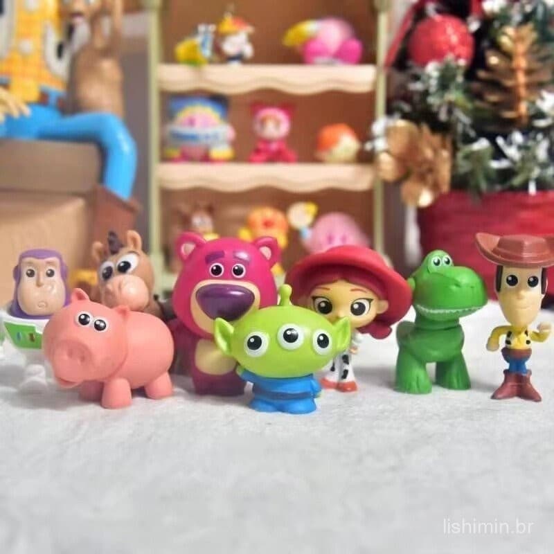 8pcs/set toy Story Anime Figura Buzz Lightyear Jessie Woody Alien Lotso Ornamentos De Mesa ColeçãoDe PVC Doll Brinquedo