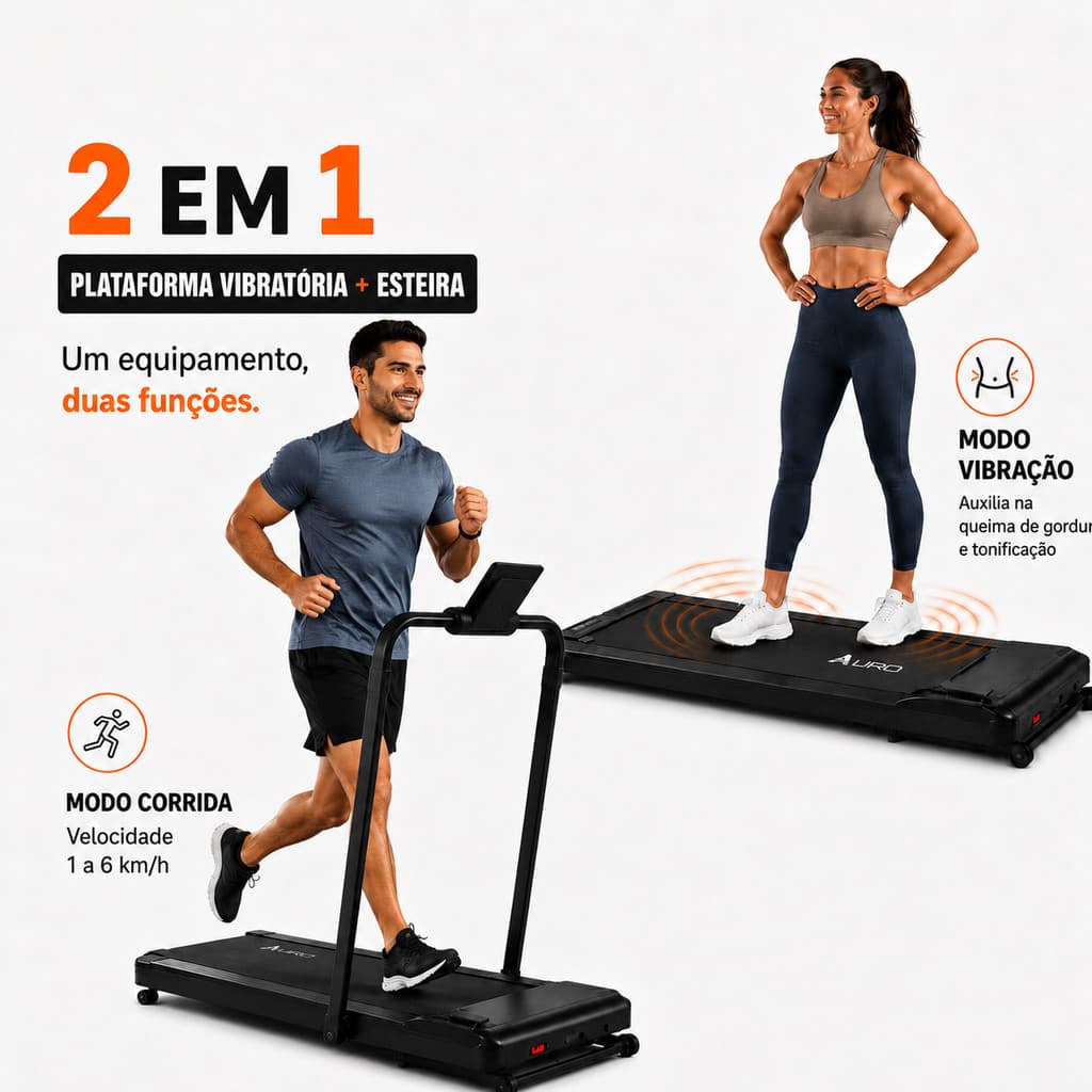 4.0HP Esteira 2in1 (Vibratória + Corrida)  Portátil Dobrável com Controle Remoto - Capacidade 150 kg