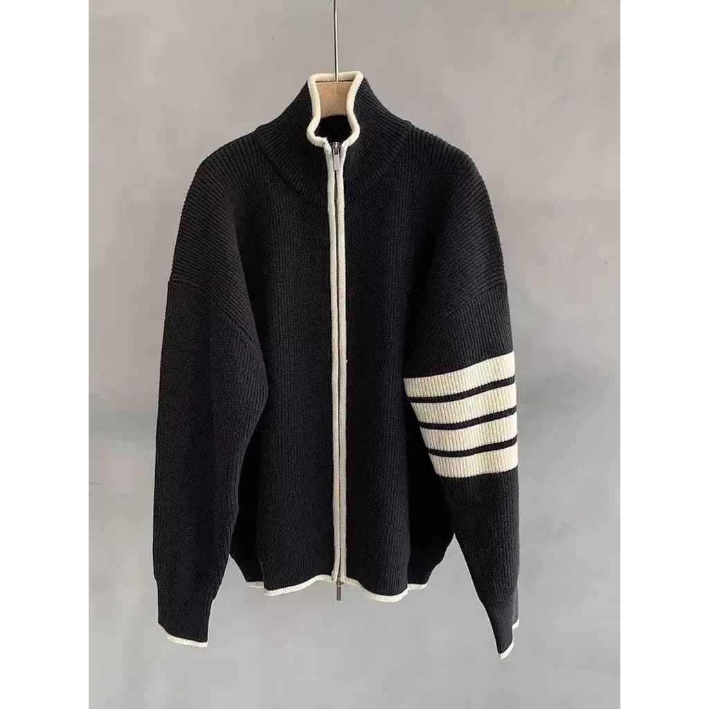 Versão coreana Street Wear Cardigan camisola masculina 2025 outono inverno novo estilo lapela malhas estilo Hong Kong in