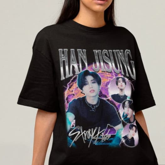 Camiseta T-shirt Unissex Kpop Han Jisung Stray Kids Camisa 100%Algodão Unissex Lançamento Envio Rápido