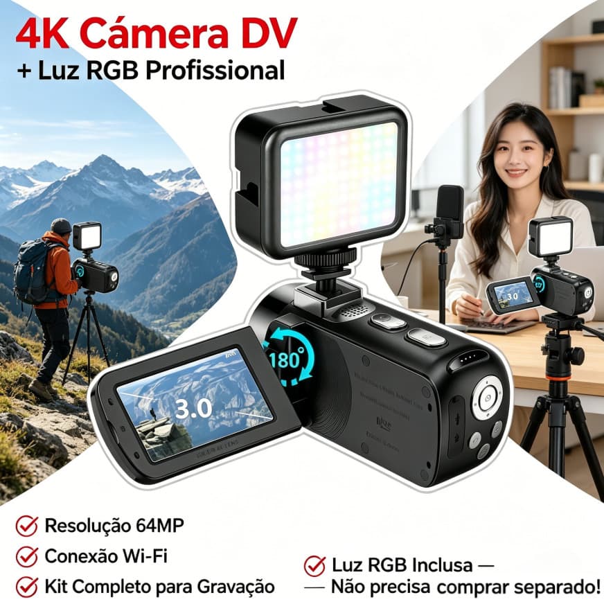 Câmera Digital para Vlog e Selfie 1080P HD 16MP | Zoom 16x | Ideal para TikTok e Viagens
