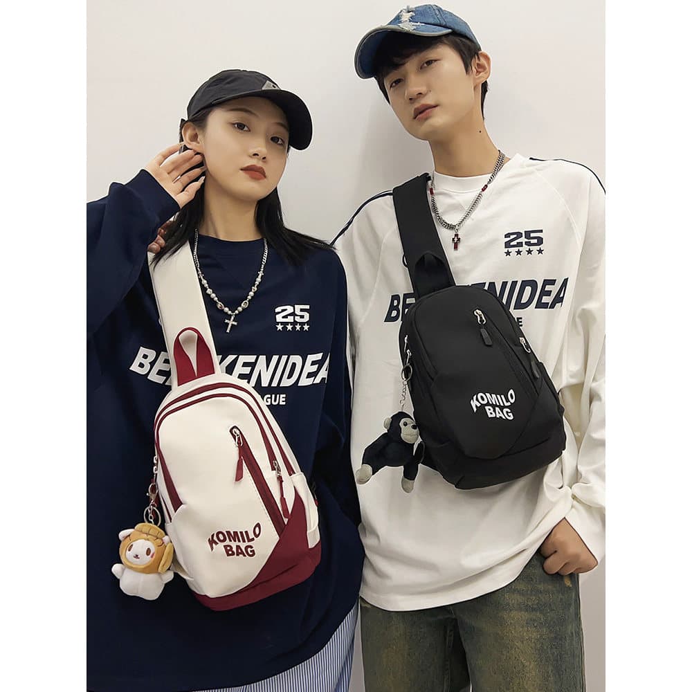 Bolsa de peito masculina estilo estudante bolsa mensageiro Street Wear esportes ciclismo mochila japonesa celular pequen