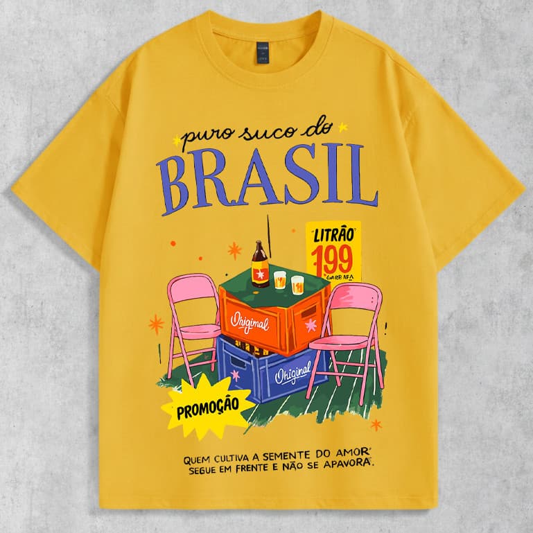 Camiseta Básica Puro Suco Do Brasil Samba Blusa 100% Algodão Bar Lançamento