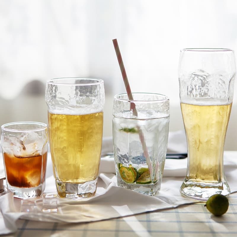 Frete grátis copo retrô com padrão de martelo, copo de suco de vidro ondulado de água, copo de vinho, copo de água, bebi
