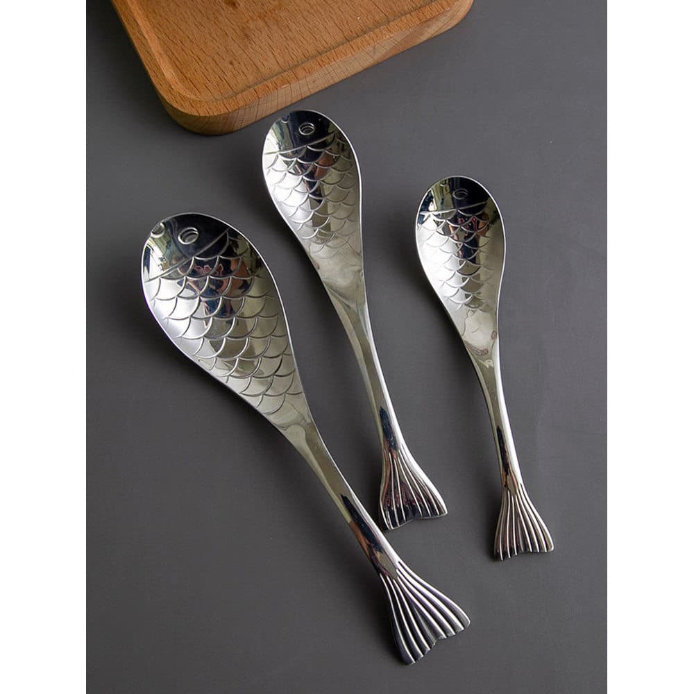 Nordic criativo 304 aço inoxidável peixe arroz colher sobremesa colher comer colher de sopa colher doméstica em forma de