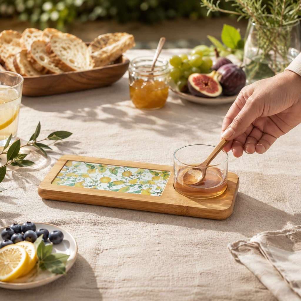 Conjunto para Servir Lyor com Tábua de Bambu e Bowl