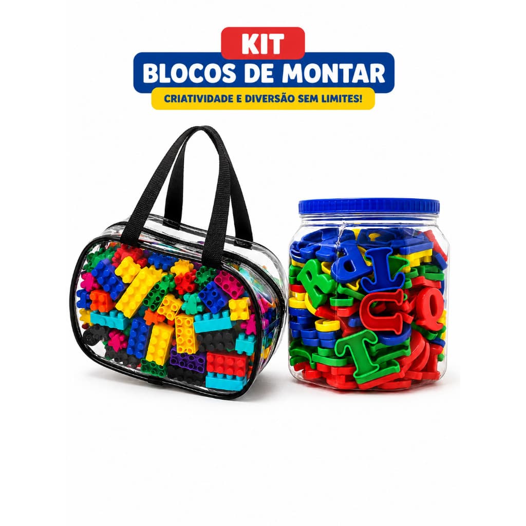 Kit Educativo Infantil Alfabeto + Blocos de Montar | Aprender Brincando com Criatividade