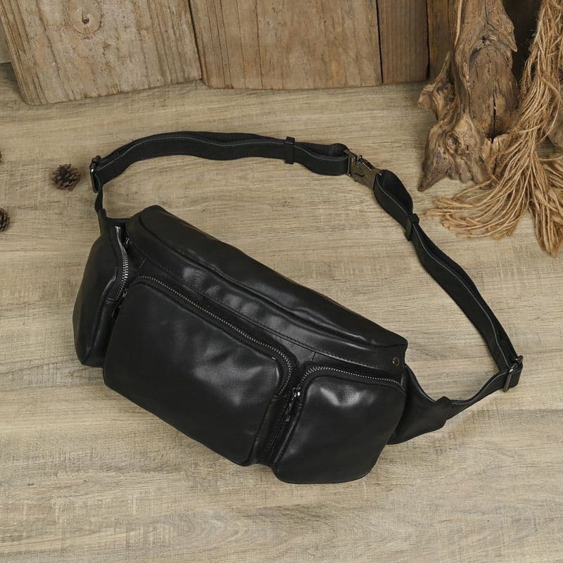 Simples bolsa de peito masculina de couro macio multifuncional All-Match na moda saco primeira camada de couro de um omb