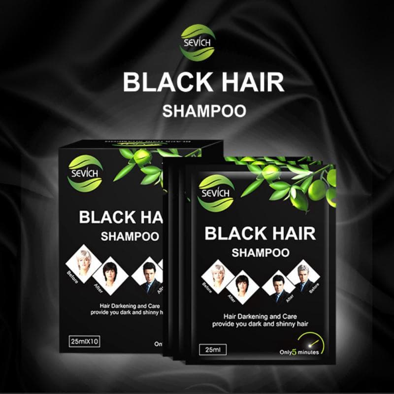 1 frasco de shampoo preto, uma tintura capilar natural à base de plantas, usada para cobrir cabelos brancos e grisalhos,