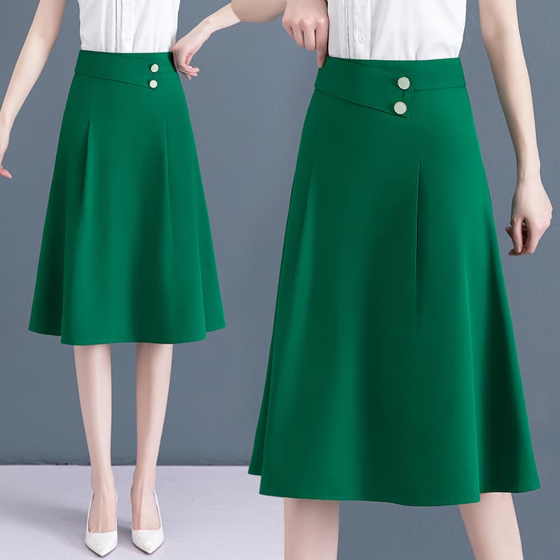 Saia elegante feminina 2026 verão novo estilo cintura alta comprimento médio sobre o joelho mais magro olhar estilo fino