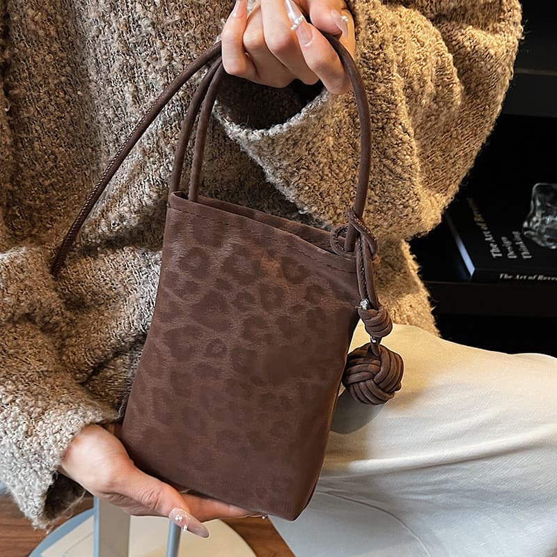 Outono versão coreana nicho leopardo impressão saco do telefone móvel feminino novo estilo moda de um ombro mensageiro A