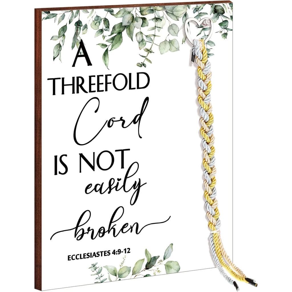 Yookeer Gift a Cord of Three Strands a Threefold Cord Unity Sign Marriage Art Wood Framed Braid for Ceremony Ideas Coupl