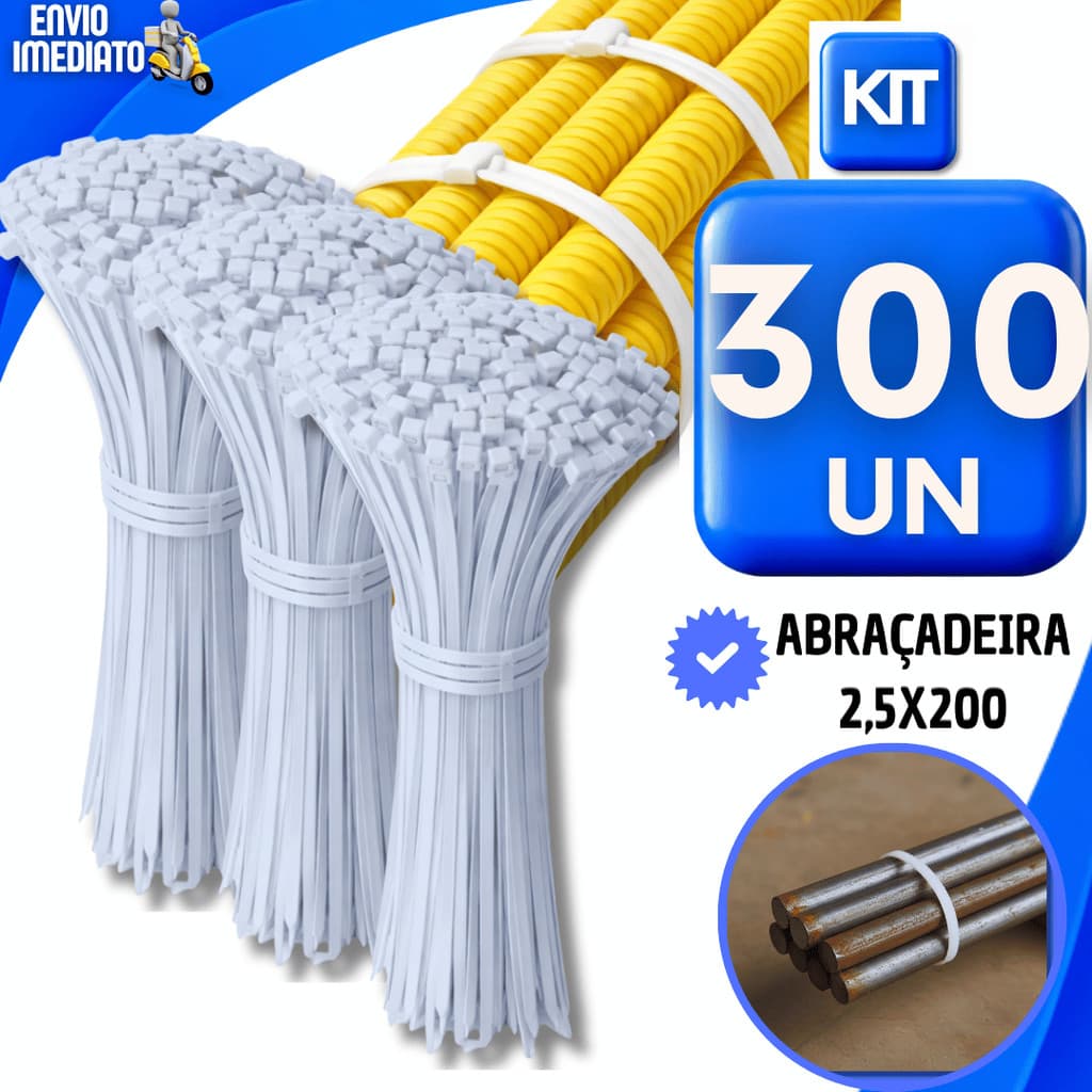 Jogo Abraçadeira Nylon Enforca Gato Branca 2,5x200mm Cinta Plásticas Presilhas Cintas Abraçadeiras Praticidades