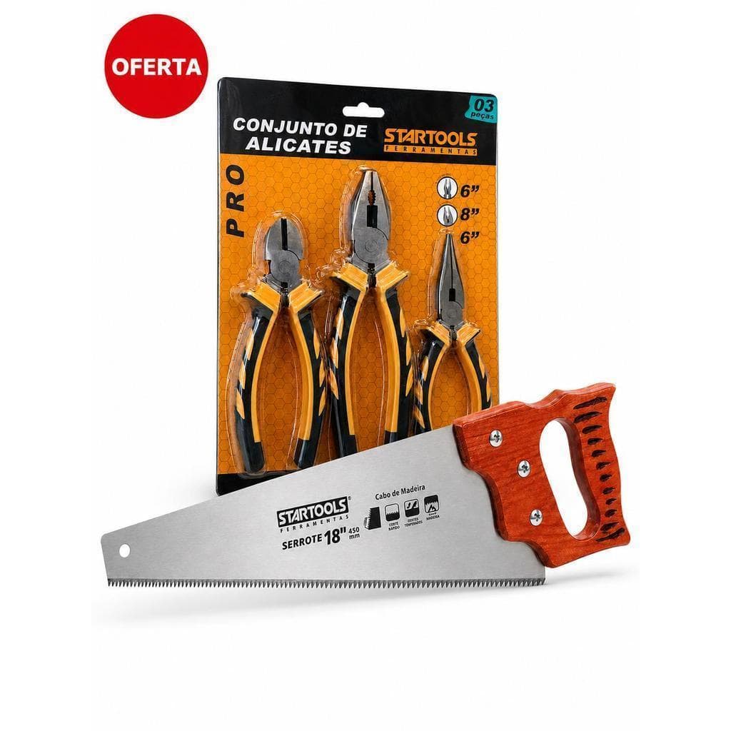 KIT 3 ALICATES RESISTENTES COM SERROTE DE 18 FORJADO