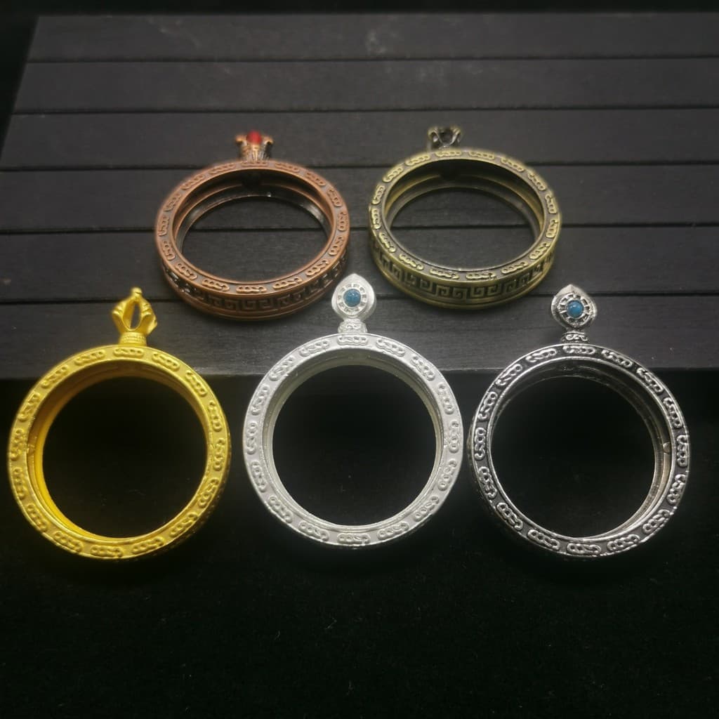 Tibet pintado à mão Tangka Kava caixa 3.5mm redondo dupla face oco Gawu caixa pingente entrega cordão