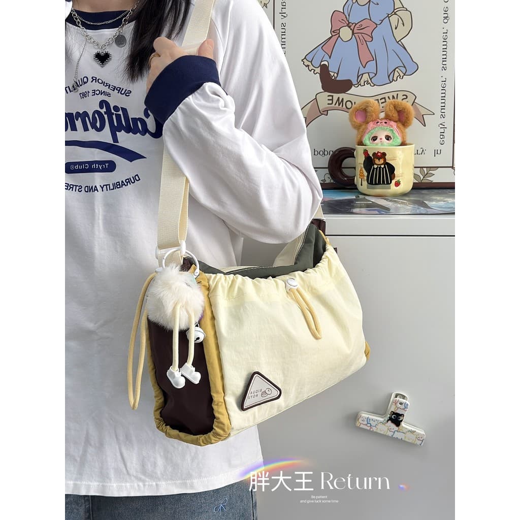 Estilo coreano ins estilo preguiçoso Casual All-Match saco do mensageiro High-End contraste cor mochila feminina estudan