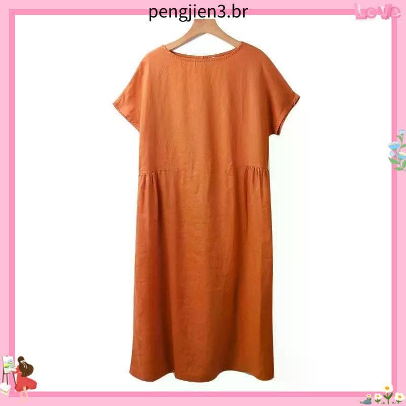 Vestido De Manga Curta Com Redução De Idade Sobredimensionada Solto E Boneca Série Sen Saia De Algodão Puro Verão Femin