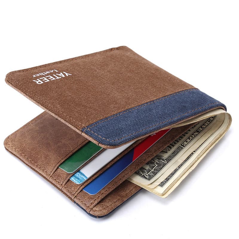 Carteira masculina novo estilo porta-cartões carteira de lona masculina curta presente criativo carteira personalizada c