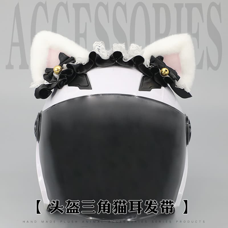 Decoração de capacete, orelhas de pelúcia feitas à mão, acessório de cabeça para veículo elétrico/motocicleta, tiara tri