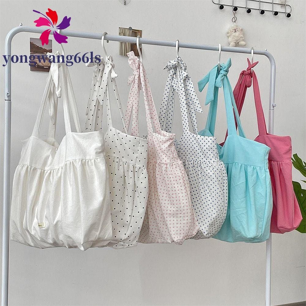 Bolsa de Ombro de Lona Plissada YONGWANG, Bolsa Hobo de Tecido Estilo Coreano de Grande Capacidade com Bolinhas, Bolsa d