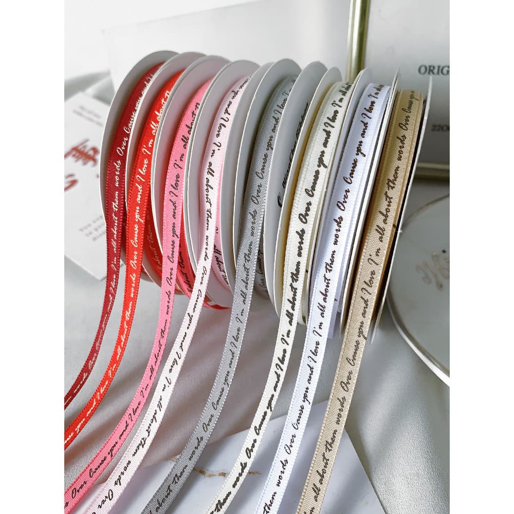 0.6cm flor letras inglês fita fita DIY artesanal fita de pano buquê presente embrulho fita
