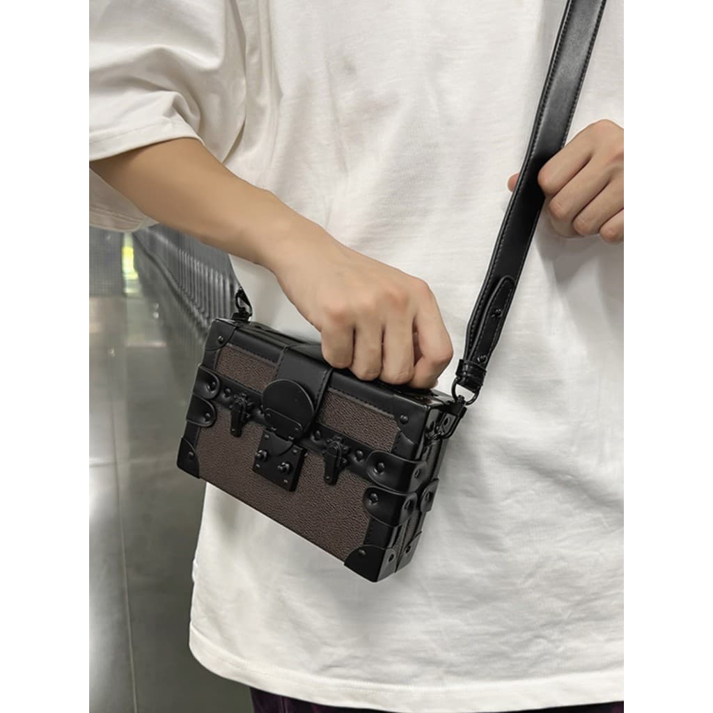 Bolsa mensageiro masculina nicho Design caixa saco casca dura pequeno quadrado saco unissex estilo Commuter mochila femi