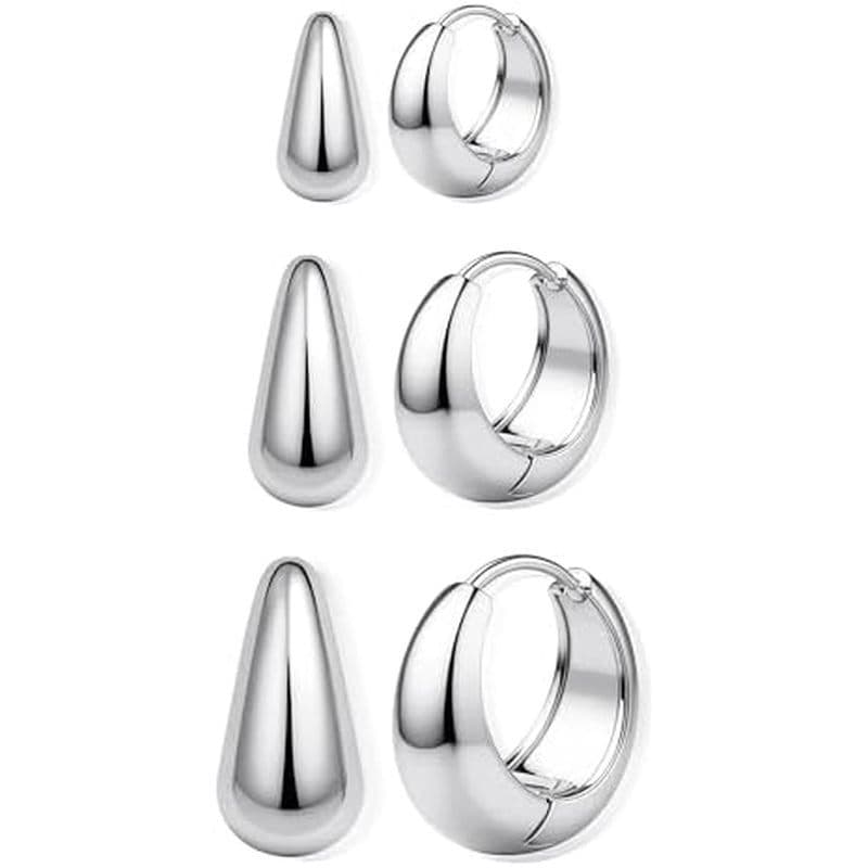 Conjunto De 3 Pares De Brincos De Argola Banhados A Ouro 14K BESTEEL Para Mulheres Brinco Robusto Banhado Prata Hipoaler