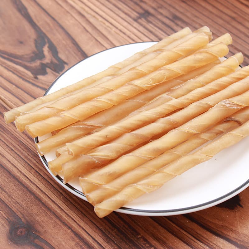 Cão Pet lanches Molar vara cor Natural rolo de couro mascar cola resistente à mordida limpo limpeza Oral dos dentes Tedd