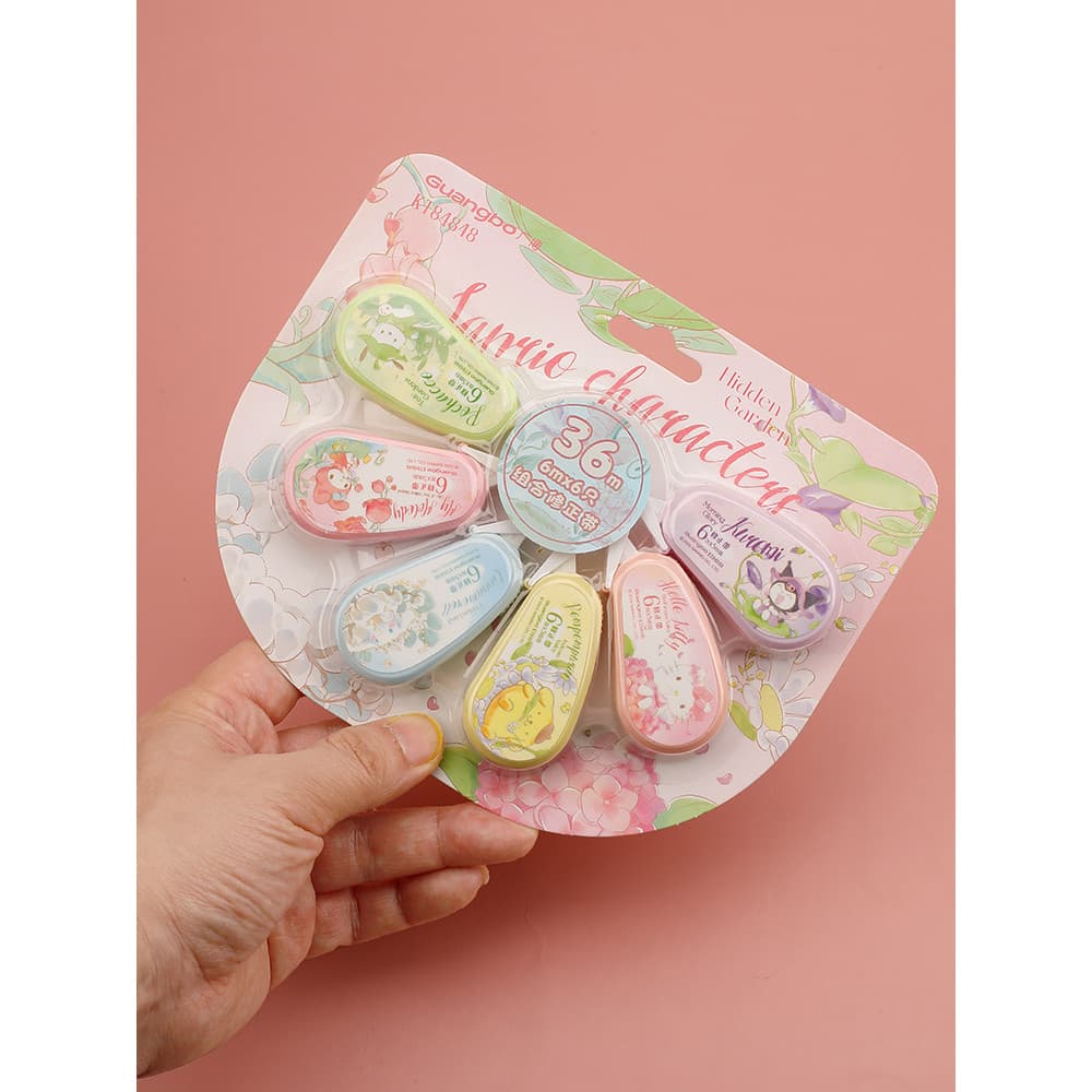 Guangbo Sanrio Family Mini Fita Corretiva Pacote Acessível Fita Corretiva Fita Corretiva Alunos do Ensino Fundamental De