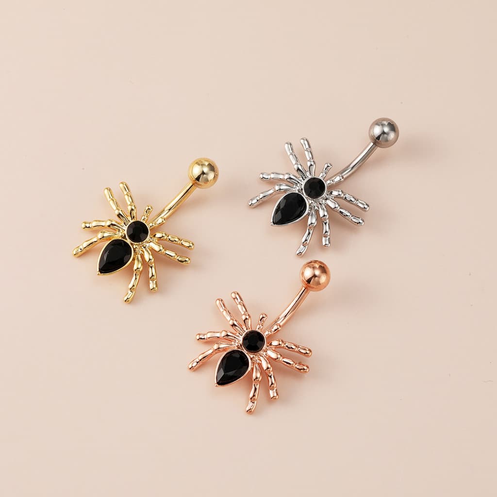Aranha Halloween umbigo prego zircão aço umbigo anel Piercing jóias única moda umbigo fivela 2664DQD