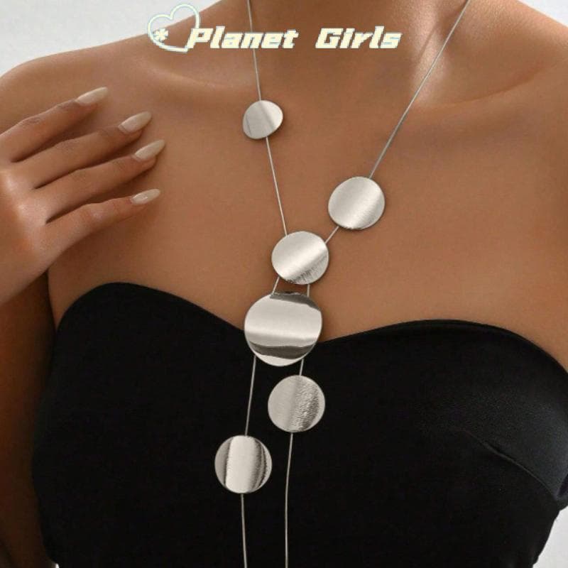 haostone Moda Temperamento Geométrico Peça Redonda Longo Nelace Personalidade Feminina Em Forma De Y sel Clavícula Corre
