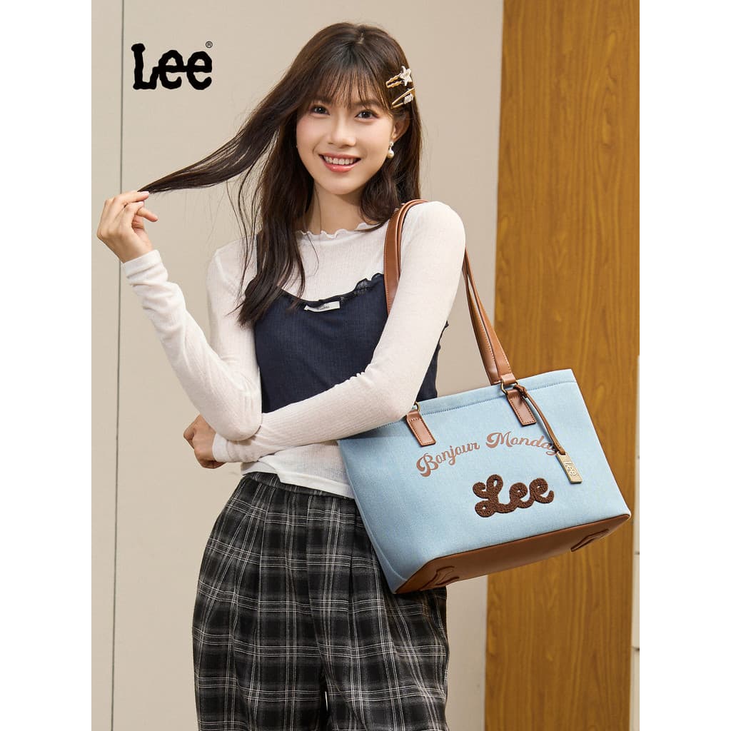 Lee novo estilo Commuter sacola de compras portátil listrado de grande capacidade feminino estudantes universitários tod