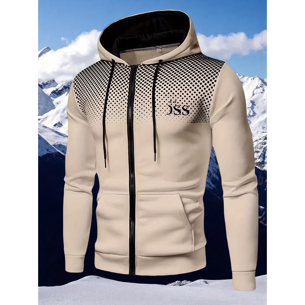 Masculino outono impresso zíper pulôver com capuz camisola Casual solto estilo de rua Multi-bolso com capuz jaqueta espo