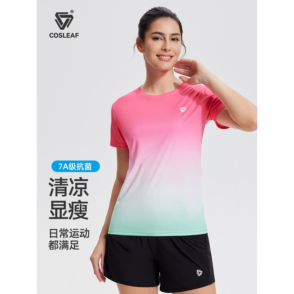 Cliff roupas de Fitness femininas verão leve respirável absorvente de suor roupas esportivas de manga curta correndo Cas