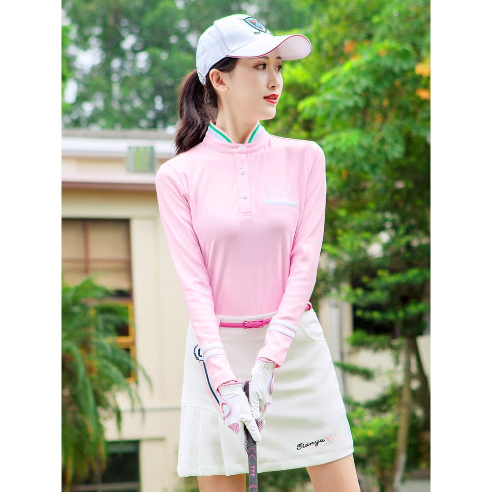 Roupas de golfe senhoras camiseta de manga comprida Anti-exposição saia curta terno esportivo fino ajuste mais magro olh