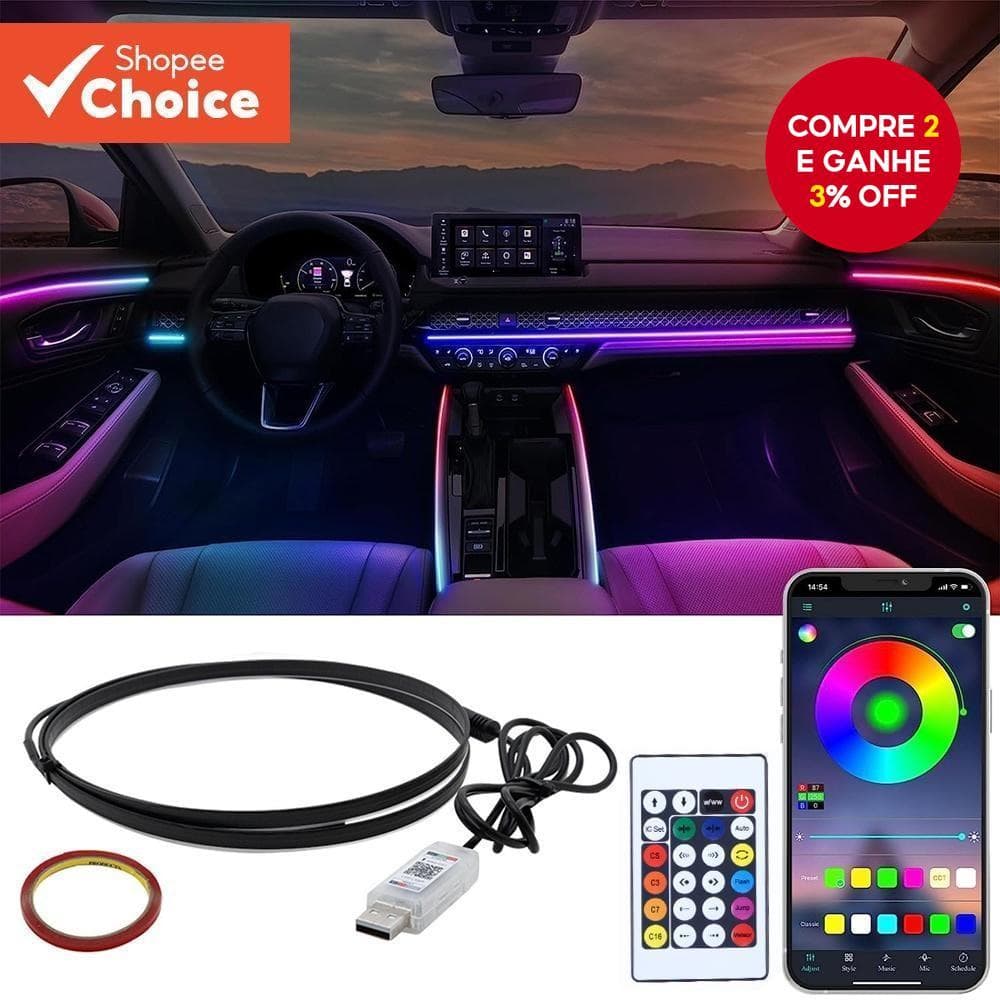 Luzes Ambientais Universais Do Carro LED Interior RGB Sinfonia Atmosfera Lâmpada USB APP & Controle Remoto Luz De Tira A