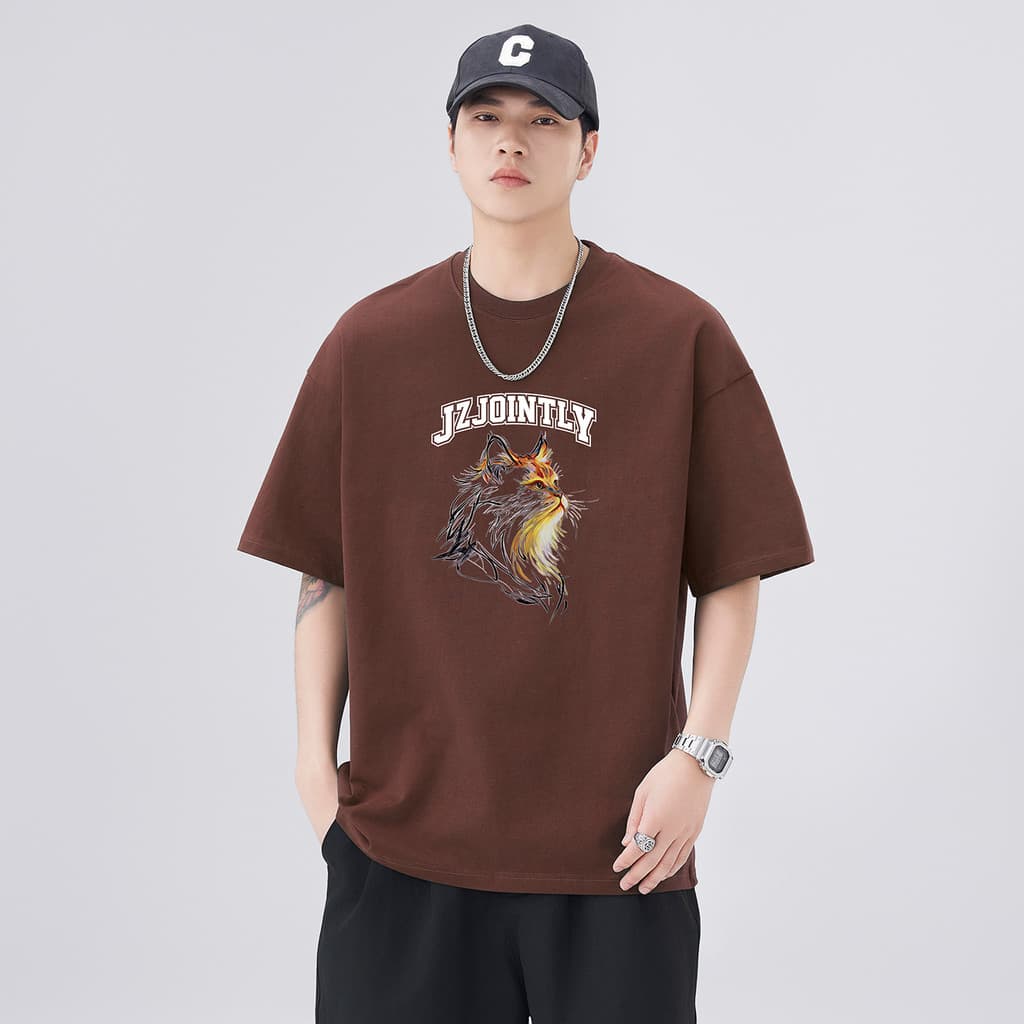 Camiseta de manga curta de algodão puro pesado 230g 2026 verão novo estilo carta superior Design de impressão de desenho