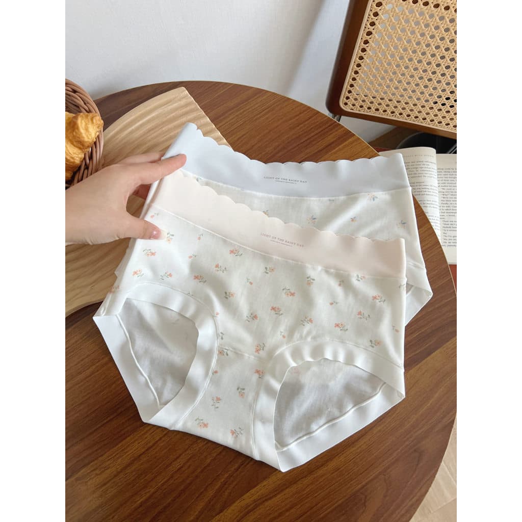 Vitalidade Floral sem costura Nude roupa interior cintura média alta senhoras Briefs nádegas altas confortáveis 7A antib