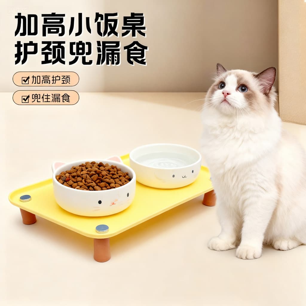 Placa de comida para animais de estimação gato cão alimentação à prova de vazamento alimentos Anti-derrubamento suporte