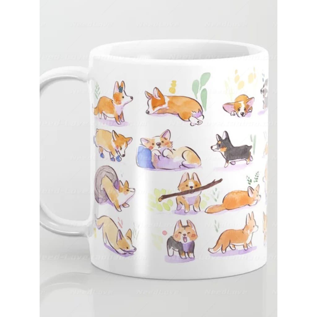 Super bonito Corgi caneca de cerâmica xícara de café Shiba Inu copo de água casal presente criativo feminino estudante e