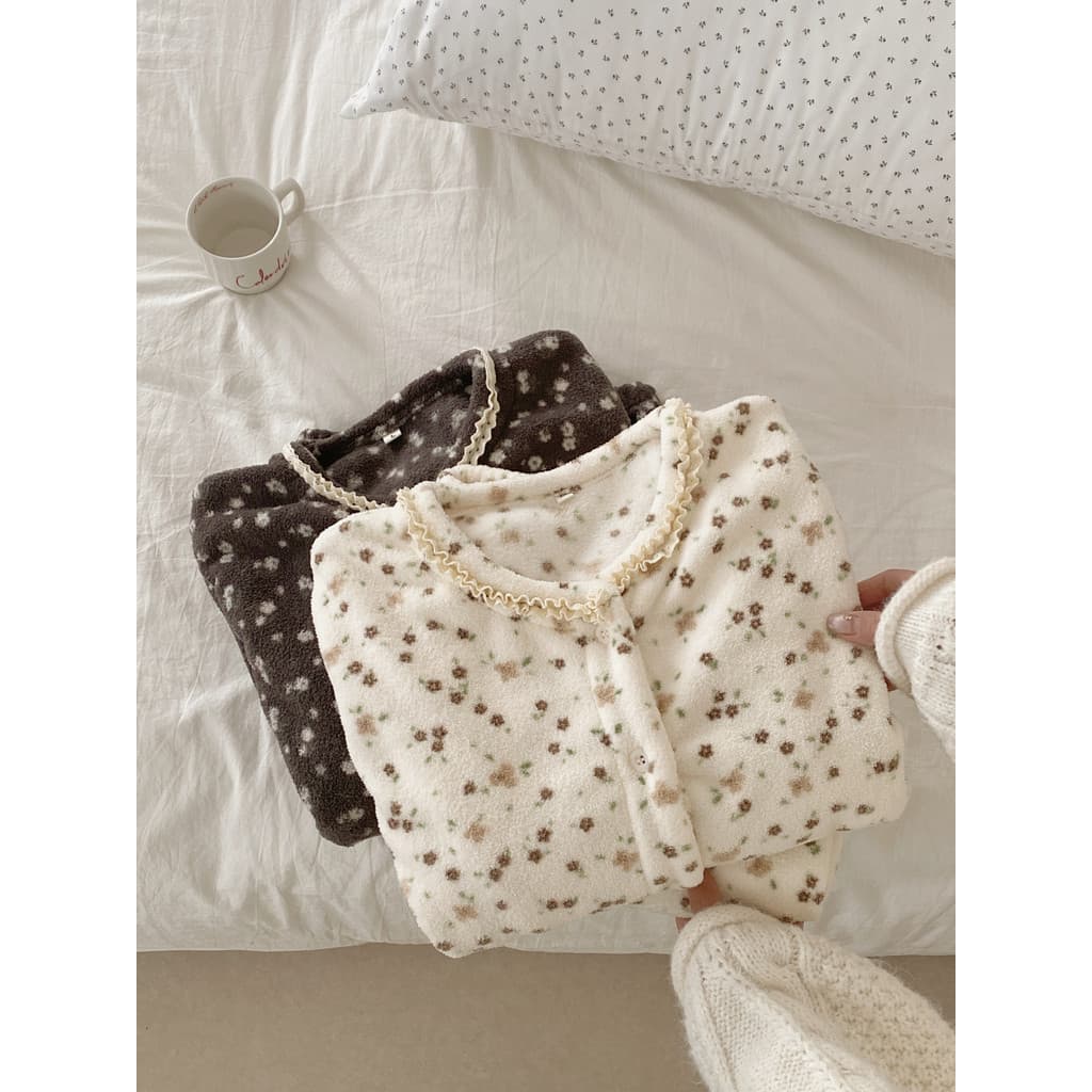 Floral Quente |Neve velo inverno quente engrossado velo estilo coreano pode usar exterior Coral velo pijamas feminino ou