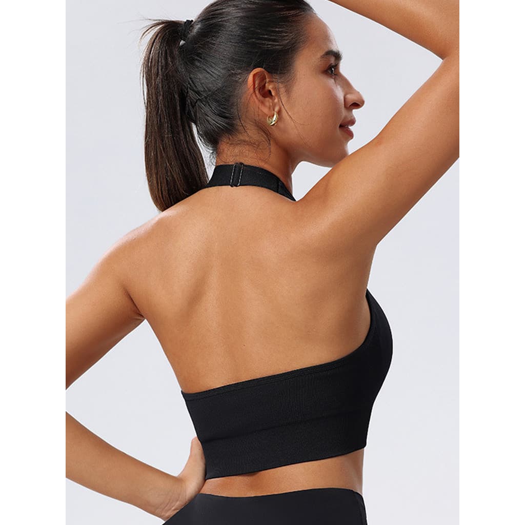 Alça de ombro ajustável Halter pescoço bonito volta sutiã esportivo feminino sem fio à prova de choque correndo reunião