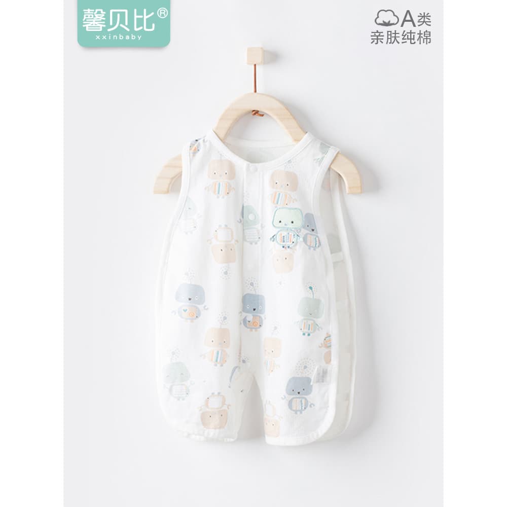 Xin Babe bebê Pipa roupas de verão fino recém-nascido puro algodão macacão bebê sem mangas colete macacão roupas verão