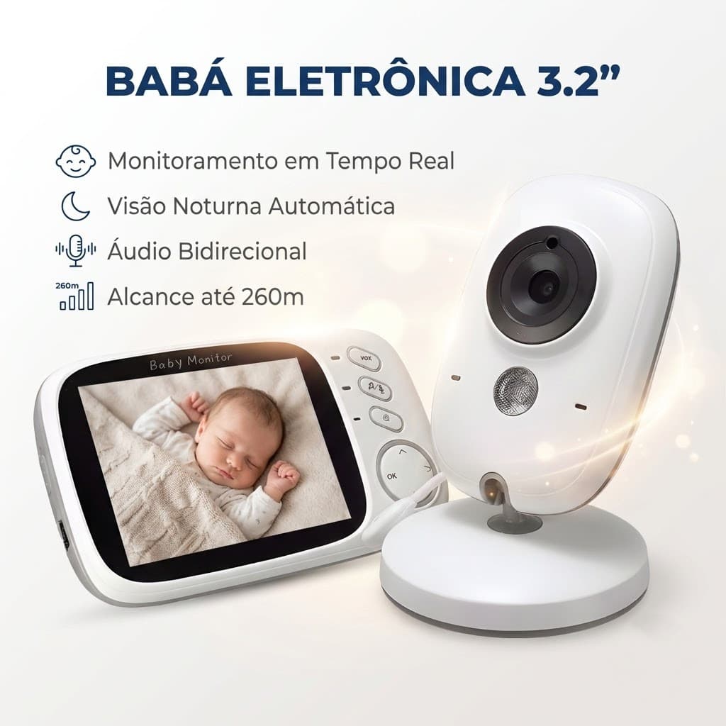 Babá Eletrônica com Monitor Visão Noturna Áudio Bidirecional Sensor de Temperatura Monitor Infantil Digital  Mira store