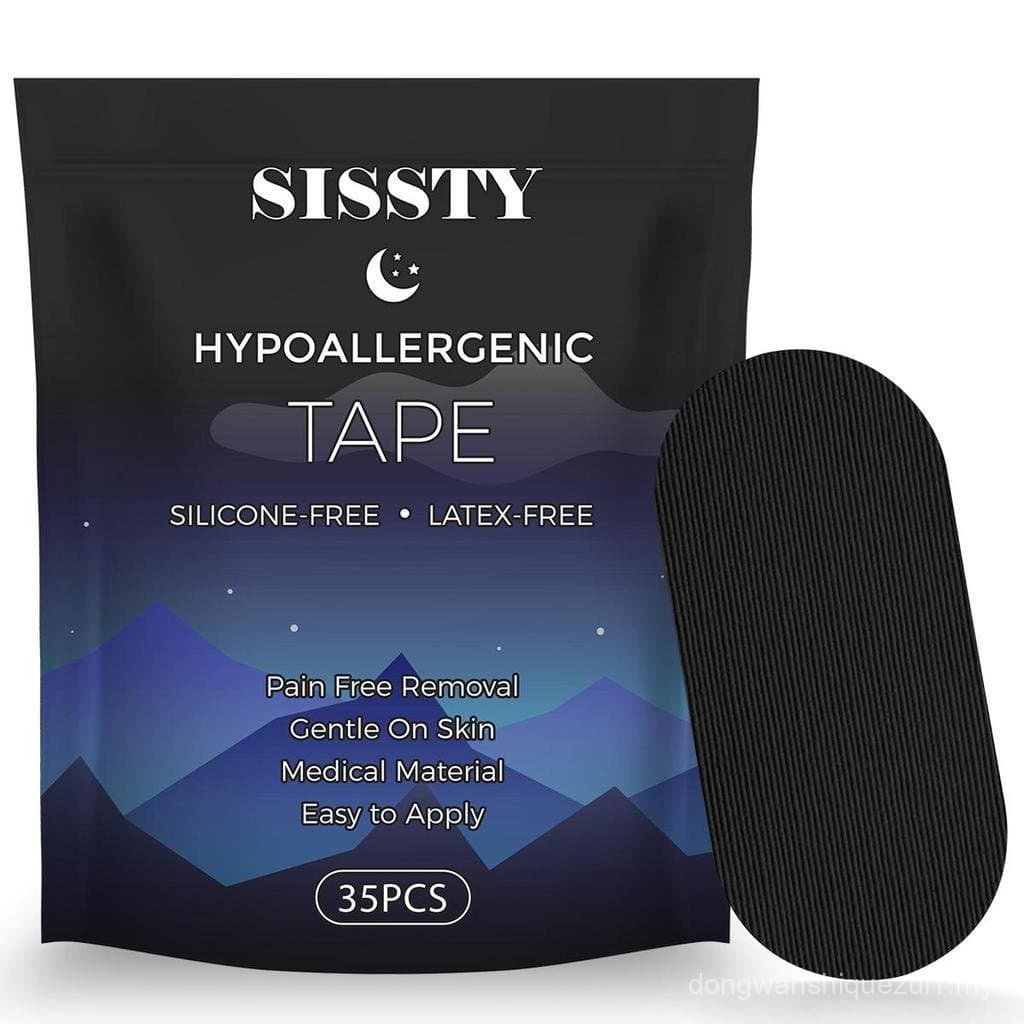 Fita adesiva para boca SISSTY para dormir, suprimento de um mês, fita adesiva para boca, preta, suave, adesão e 35 tiras