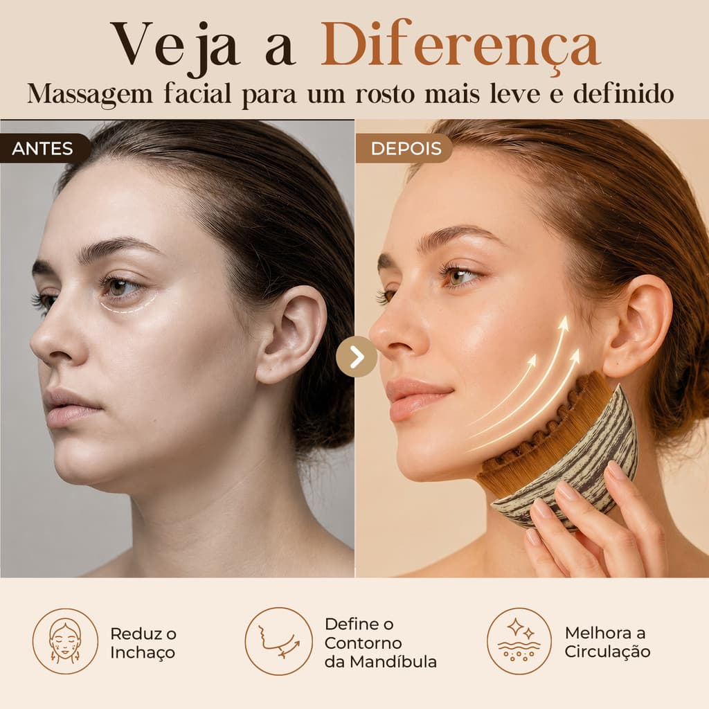 Massageador Facial Escova Drenagem Modeladora Queixo Mandibula Macia Contorno Rosto Afinador Papada Antirrugas