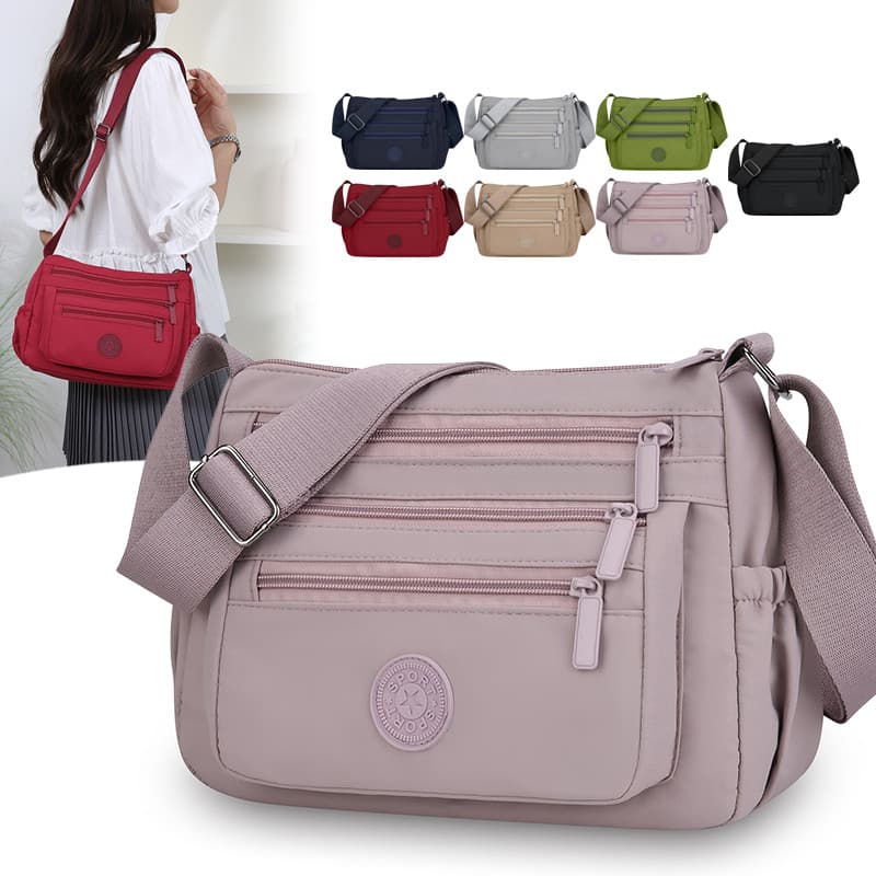 Bolsa Transversal Feminina de Design Multicamadas, Bolsa de Ombro Impermeável de Nylon para Meninas, Bolsa Mensageiro de